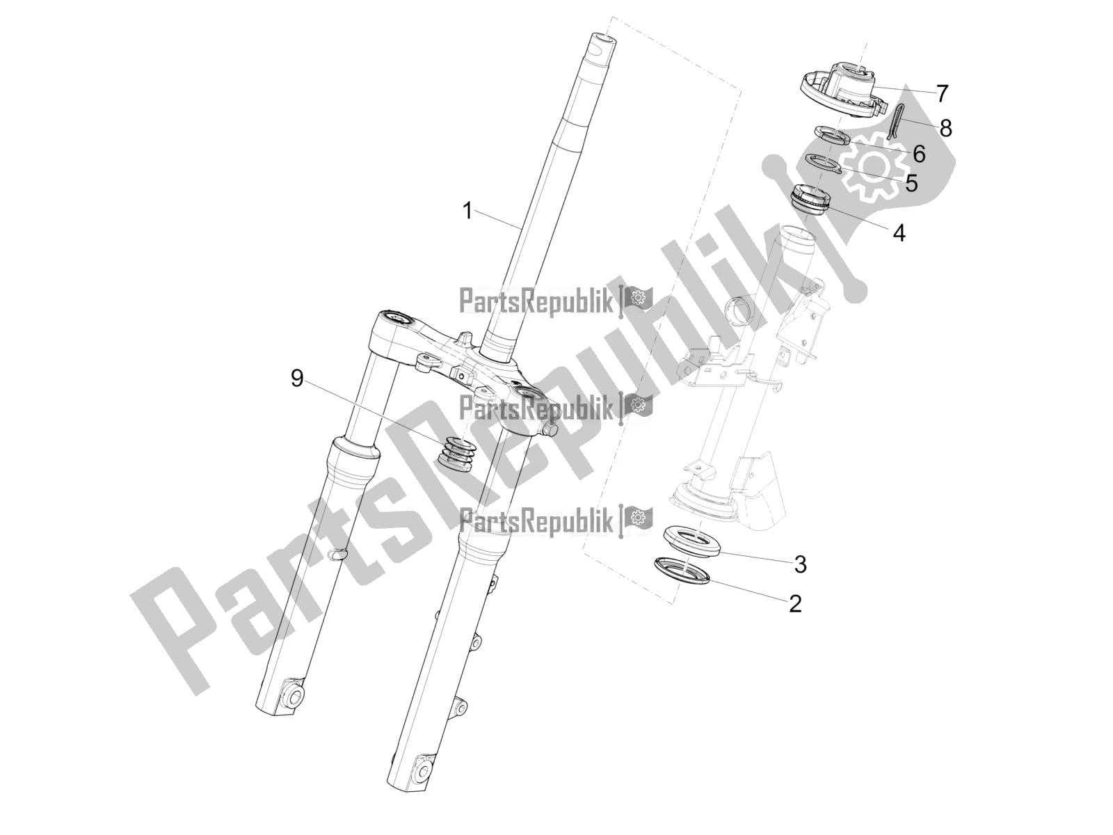 Alle onderdelen voor de Vork / Stuurbuis - Stuurlagereenheid van de Piaggio Medley 150 IE ABS Apac 2016