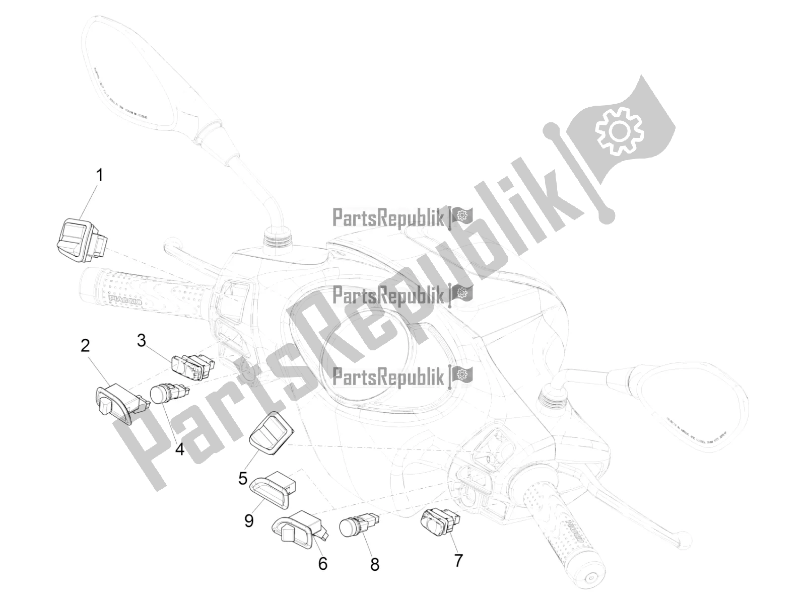 Toutes les pièces pour le Sélecteurs - Interrupteurs - Boutons du Piaggio Medley 150 IE ABS Apac 2016