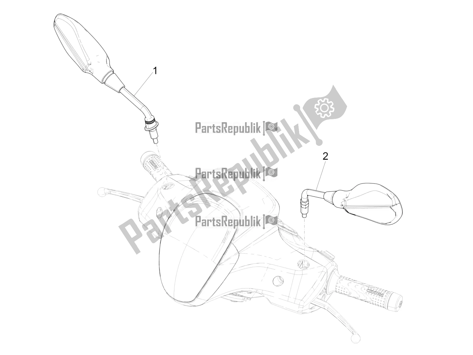 All parts for the Driving Mirror/s of the Piaggio Medley 150 IE ABS Apac 2017