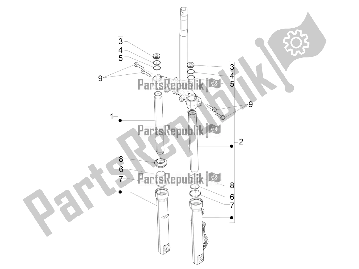 All parts for the Fork's Components (kayaba) of the Piaggio Medley 150 IE ABS Apac 2017