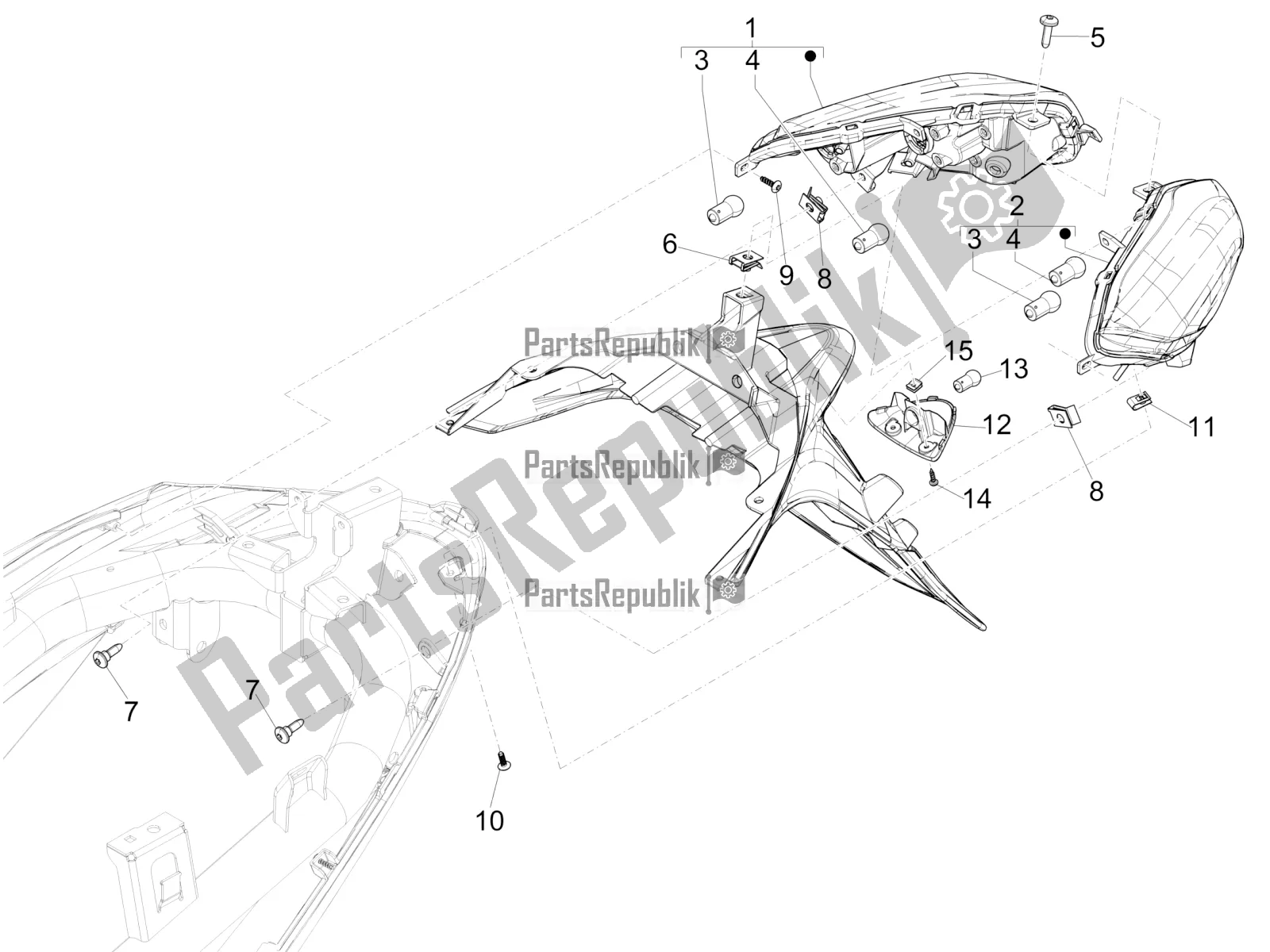 Todas las partes para Faros Traseros - Luces Intermitentes de Piaggio Medley 150 IE ABS Apac 2017