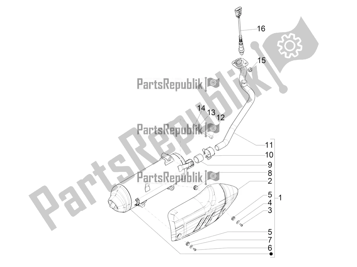 All parts for the Silencer of the Piaggio Medley 150 IE ABS Apac 2017