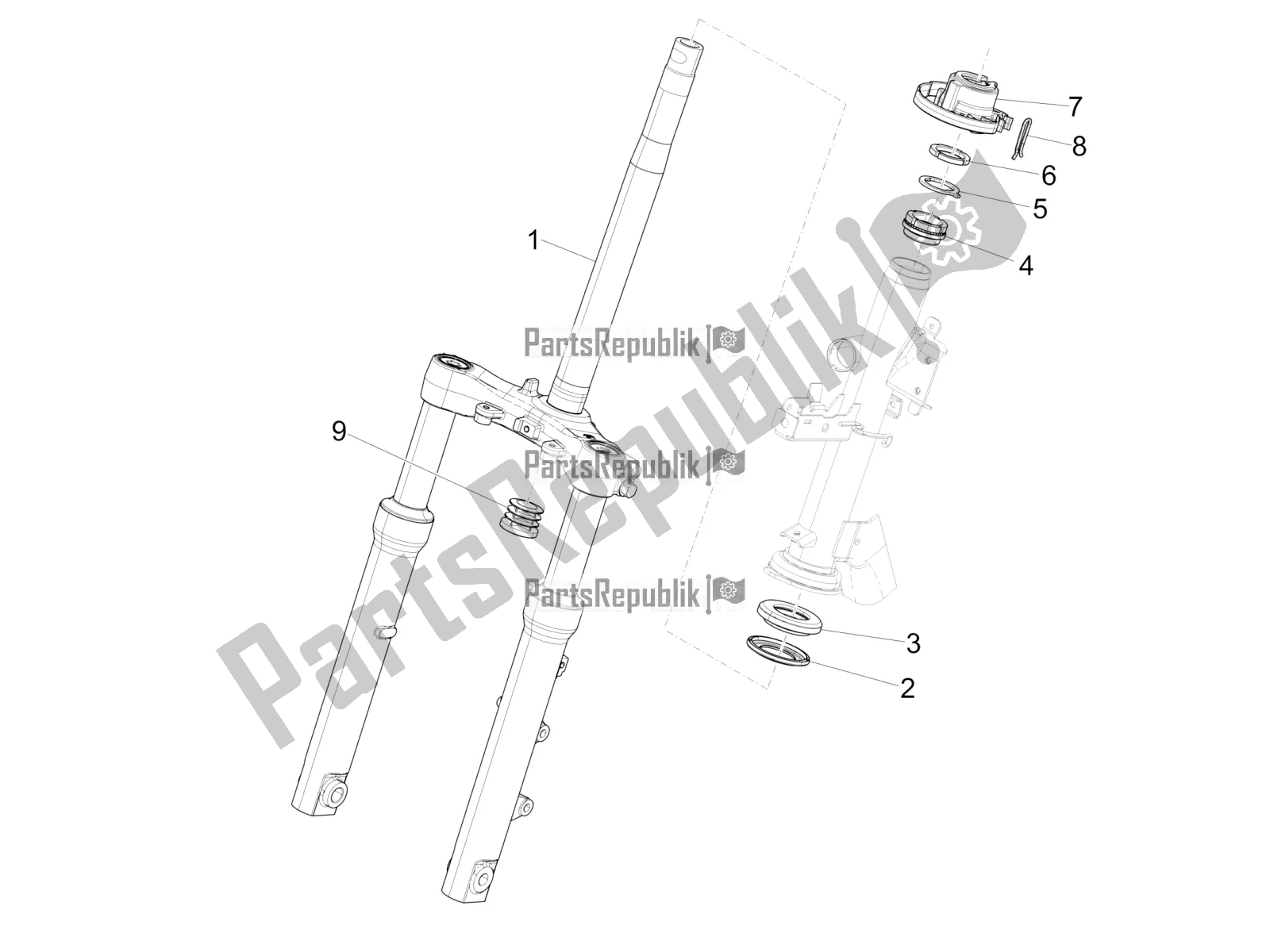 Toutes les pièces pour le Fourche / Tube De Direction - Palier De Direction du Piaggio Medley 150 IE ABS Apac 2018