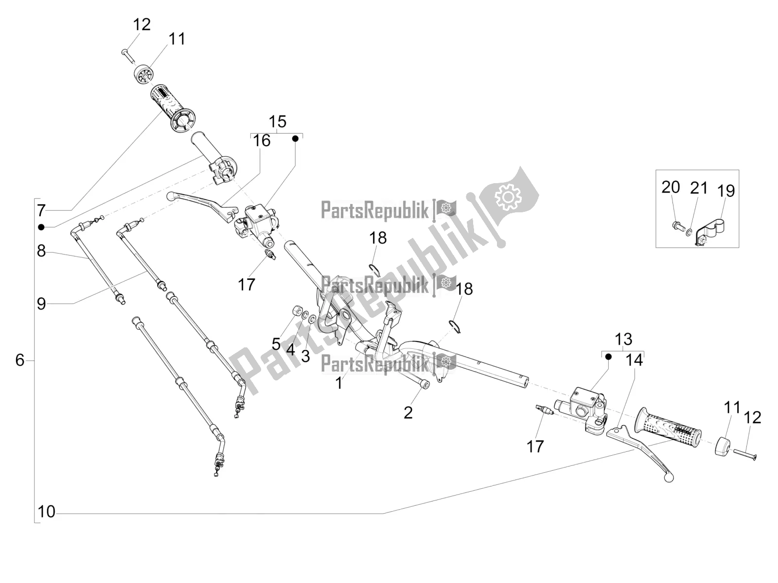 Todas las partes para Manillar - Master Cil. De Piaggio Medley 150 IE ABS Apac 2018