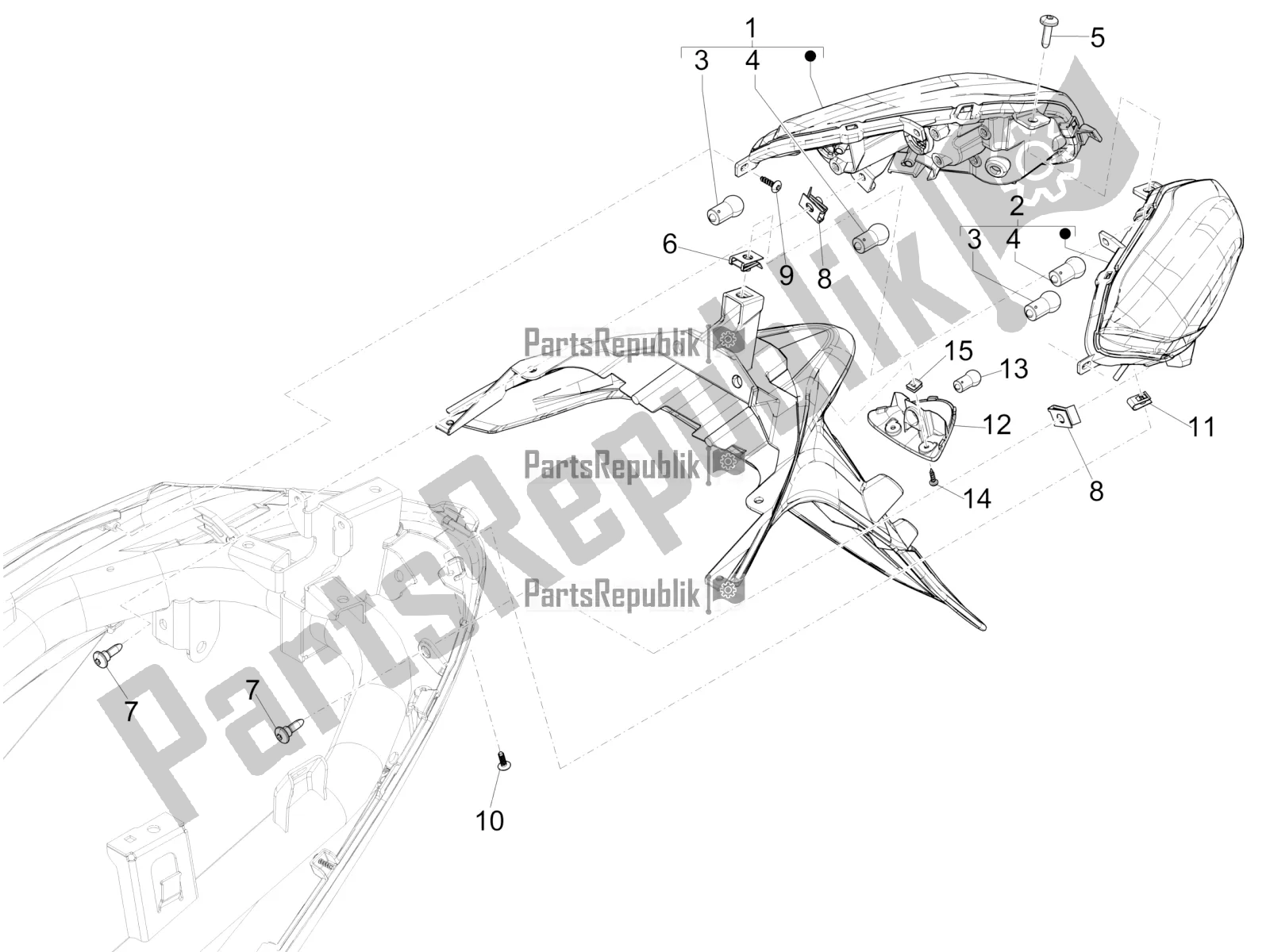 Todas las partes para Faros Traseros - Luces Intermitentes de Piaggio Medley 150 IE ABS Apac 2018
