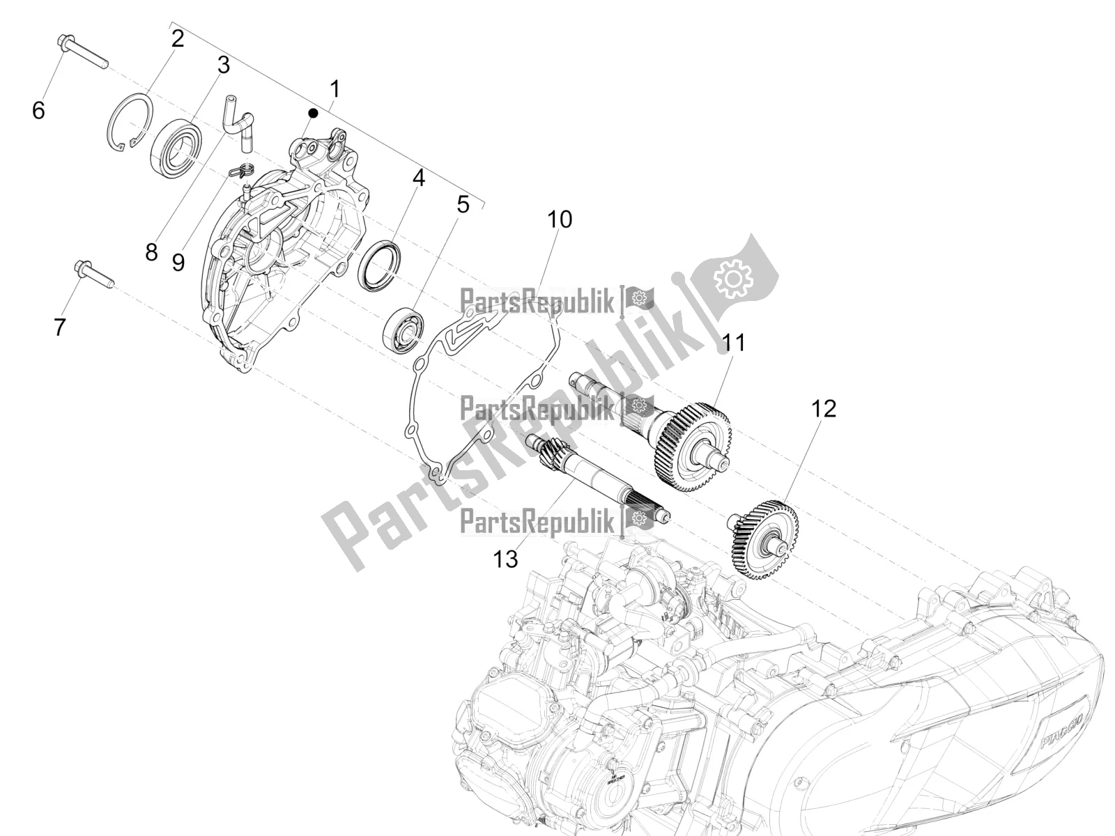 Toutes les pièces pour le Unité De Réduction du Piaggio Medley 150 IE ABS Apac 2018