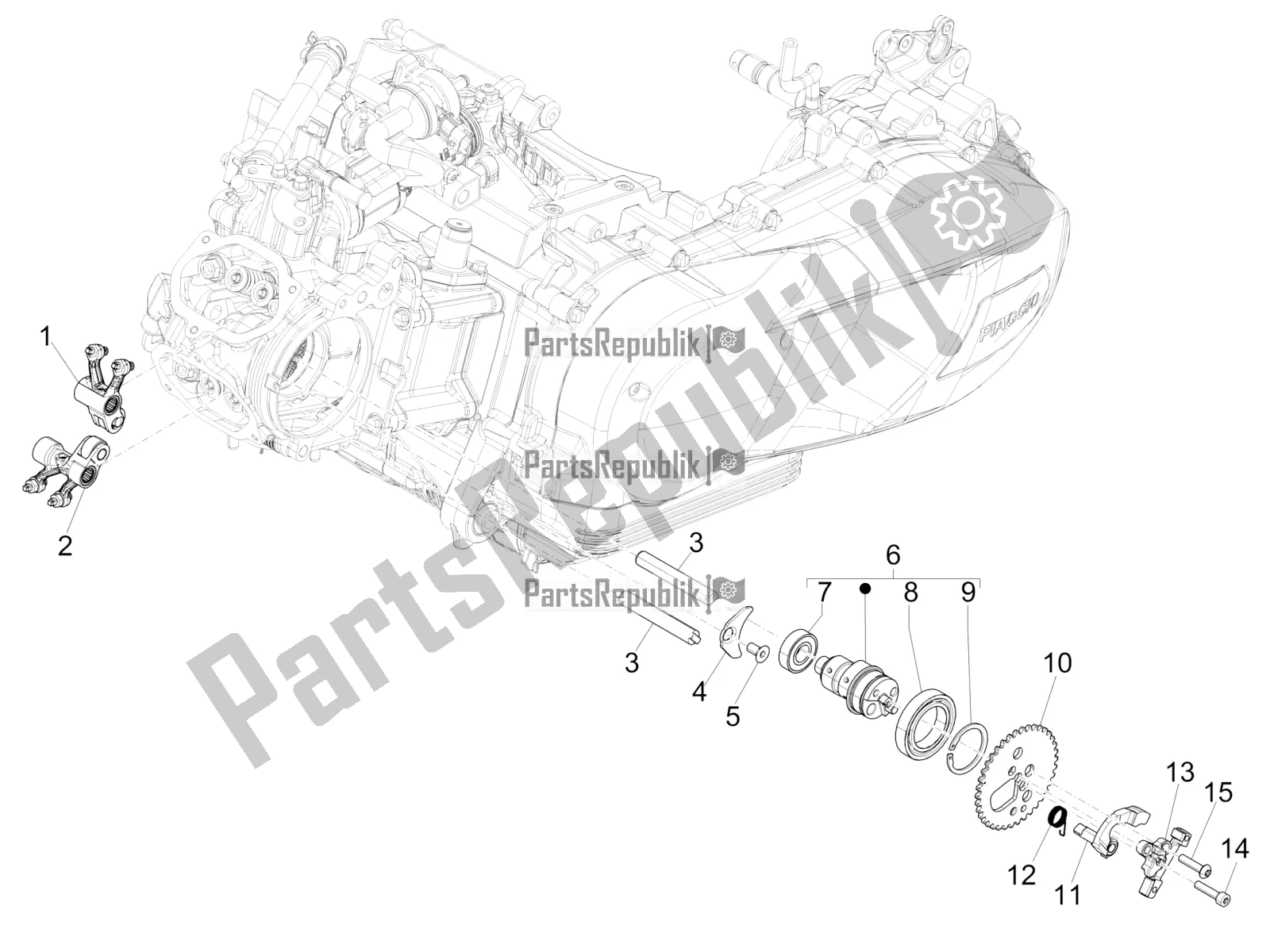 All parts for the Rocking Levers Support Unit of the Piaggio Medley 150 IE ABS Apac 2018