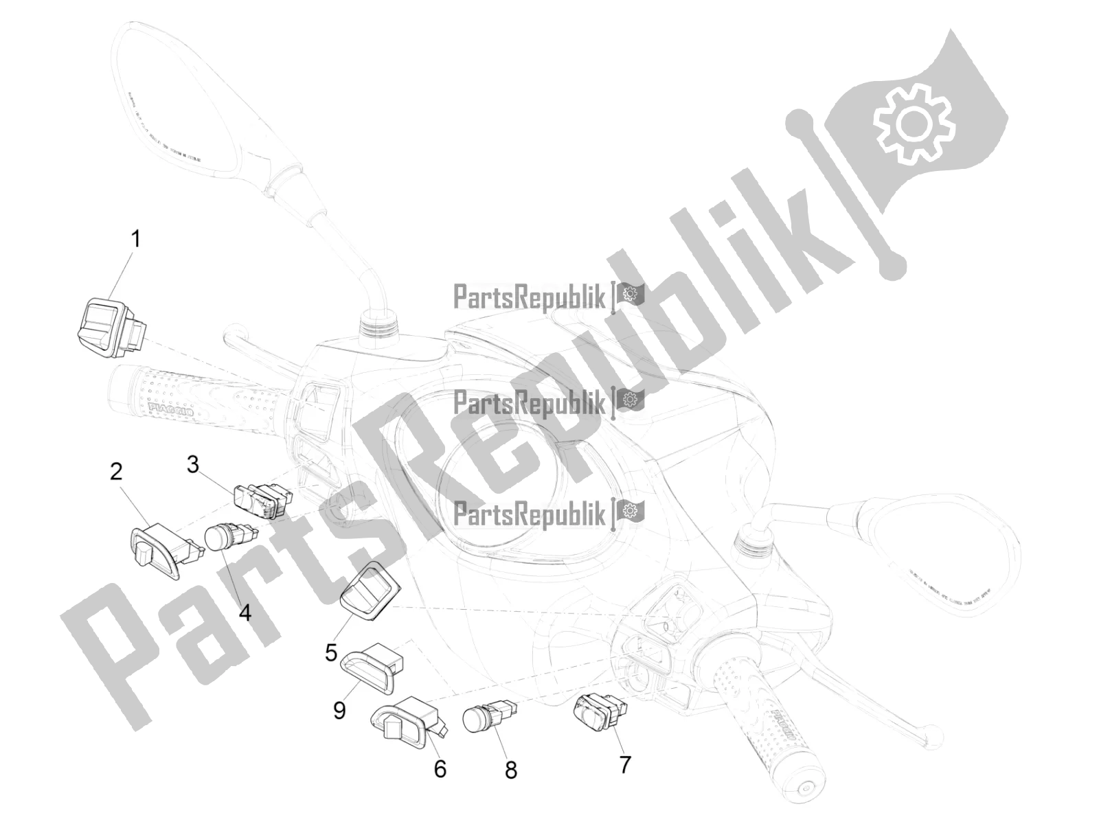 All parts for the Selectors - Switches - Buttons of the Piaggio Medley 150 IE ABS Apac 2018