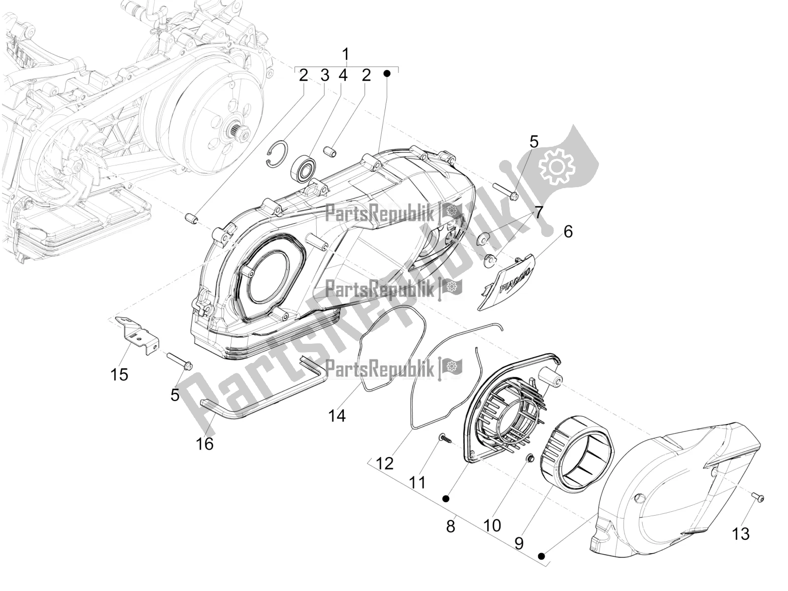 Todas las partes para Tapa Del Cárter - Enfriamiento Del Cárter de Piaggio Medley 150 IE ABS Apac 2019