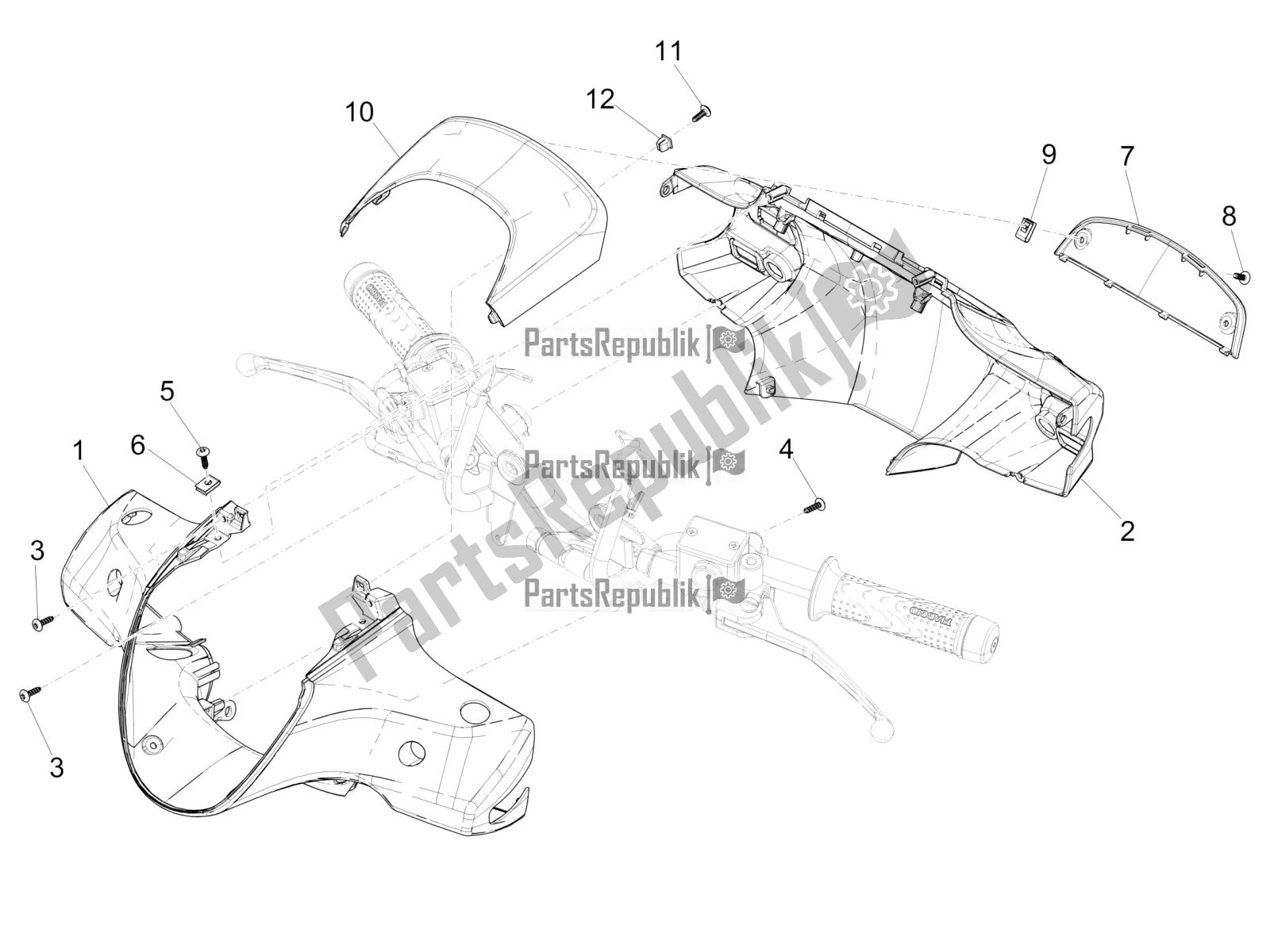 Tutte le parti per il Coperture Per Manubri del Piaggio Medley 150 IE ABS Apac 2019