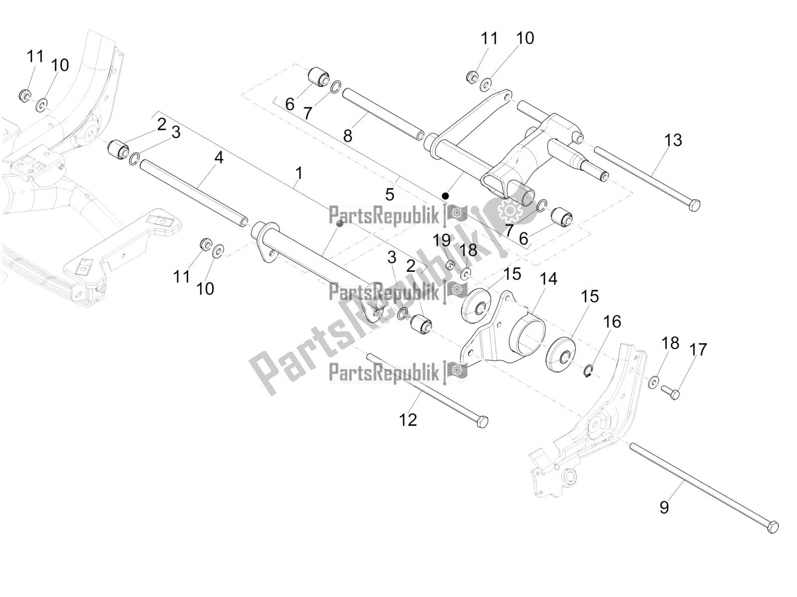 Todas las partes para Brazo Oscilante de Piaggio Medley 150 IE ABS Apac 2019