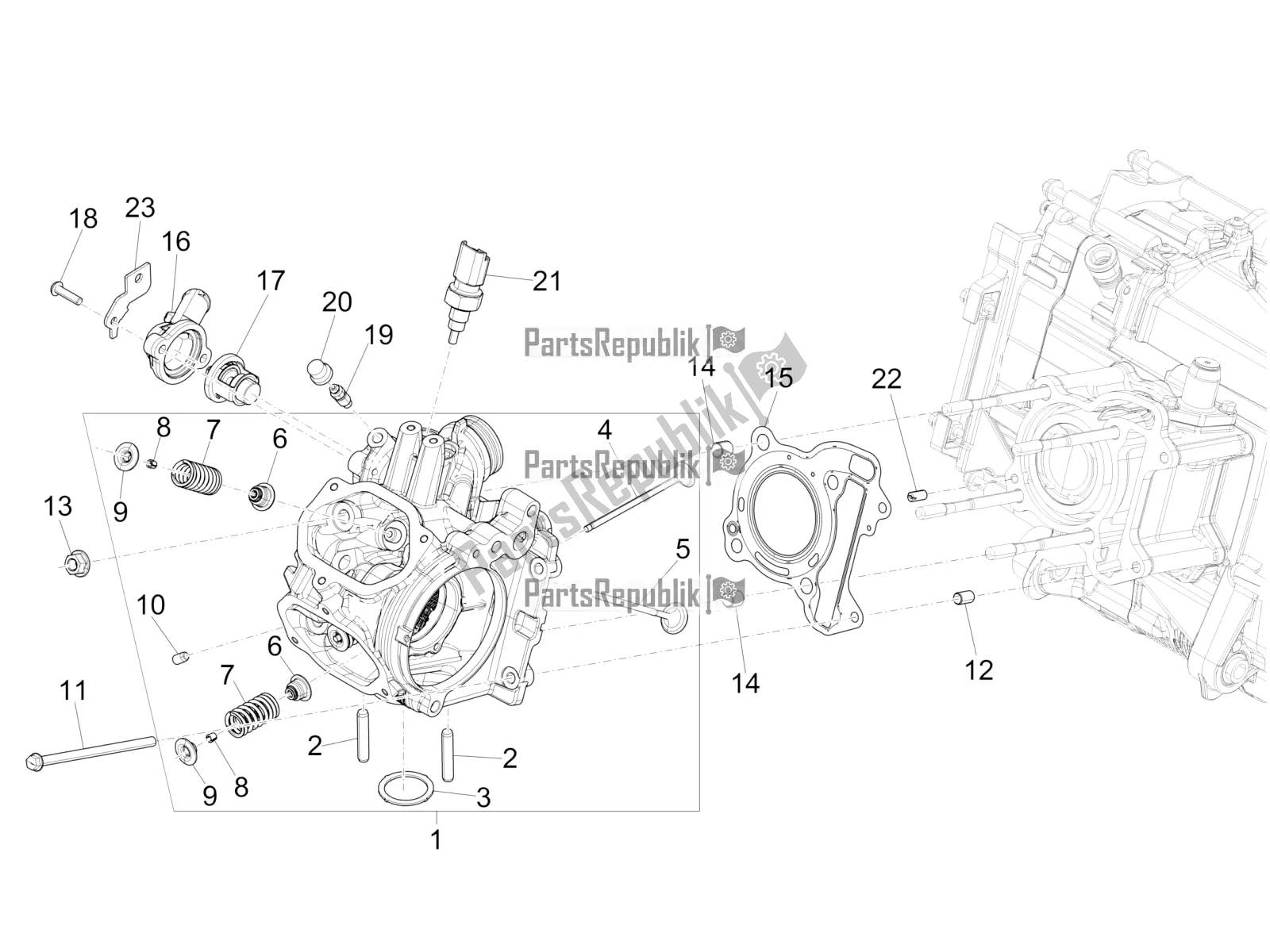 Alle onderdelen voor de Cylinder Head Unit - Valve van de Piaggio Medley 150 IE ABS E3, E4 Apac 2020