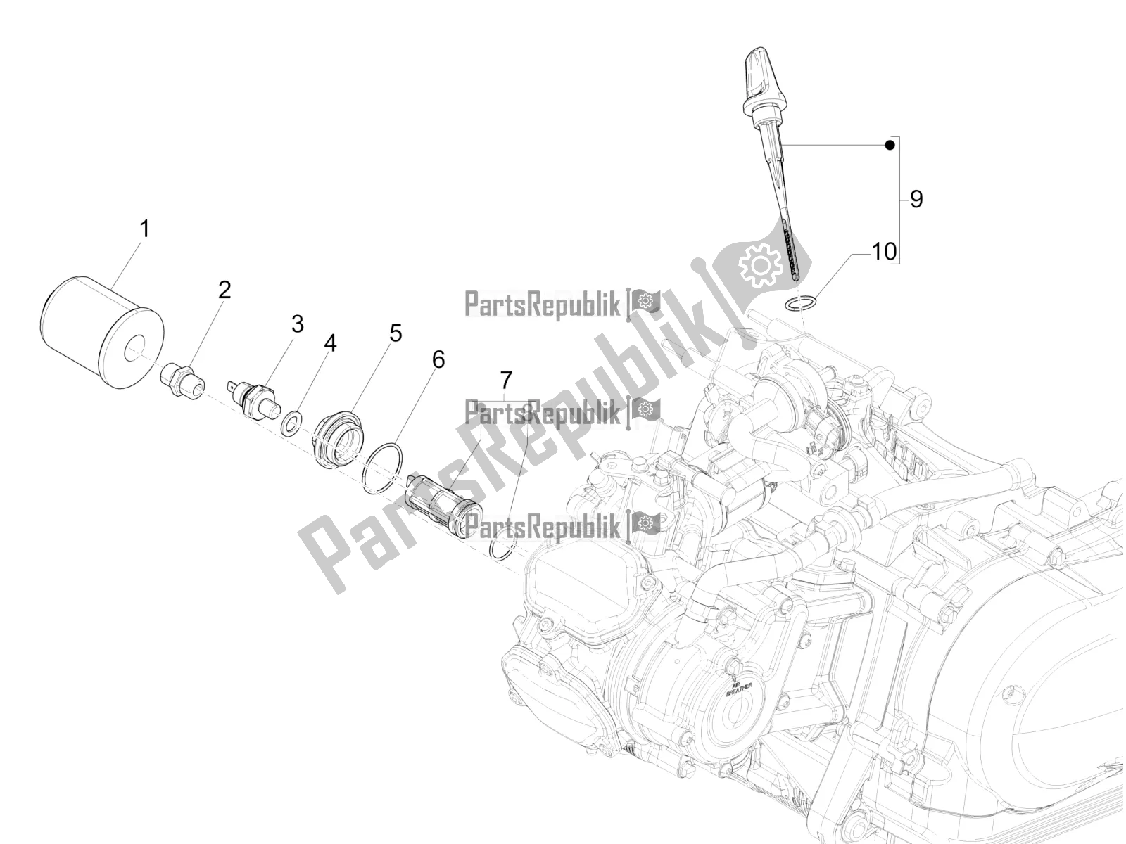 Alle onderdelen voor de Vliegwiel Magneto Deksel - Oliefilter van de Piaggio Medley 150 IE ABS E3, E4 Apac 2020