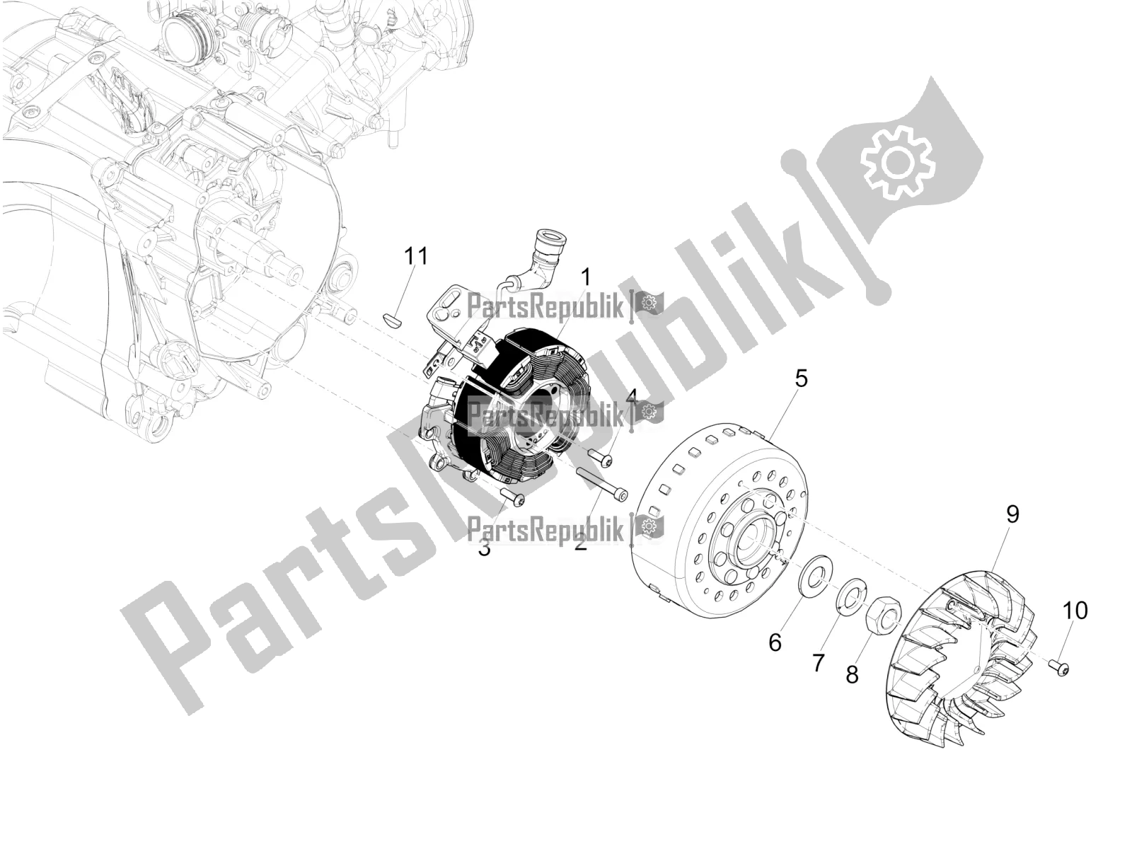 Toutes les pièces pour le Volant Magnéto du Piaggio Medley 150 IE ABS E3, E4 Apac 2020