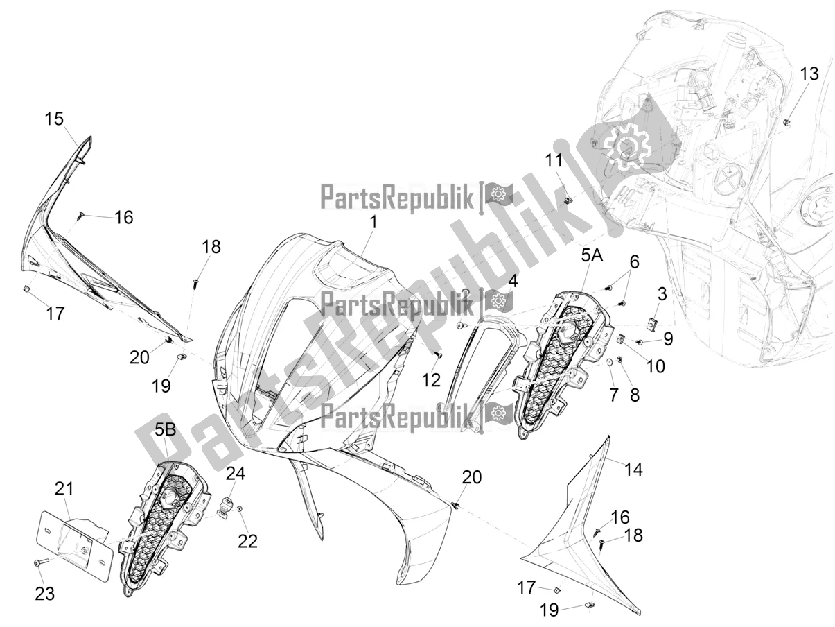 Toutes les pièces pour le Bouclier Avant du Piaggio Medley 150 IE ABS E3, E4 Apac 2020