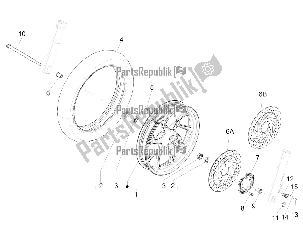 Toutes les pièces pour le Roue Avant du Piaggio Medley 150 IE ABS E3, E4 Apac 2020