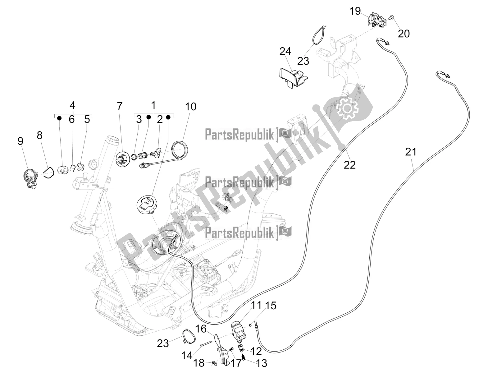 Todas las partes para Cerraduras de Piaggio Medley 150 IE ABS E3, E4 Apac 2020