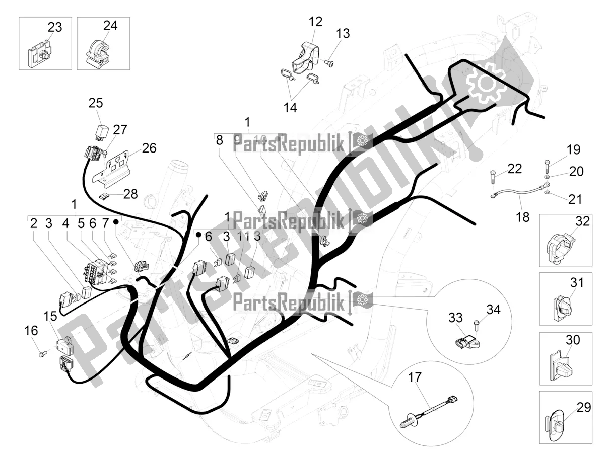 Toutes les pièces pour le Faisceau De Câbles Principal du Piaggio Medley 150 IE ABS E3, E4 Apac 2020