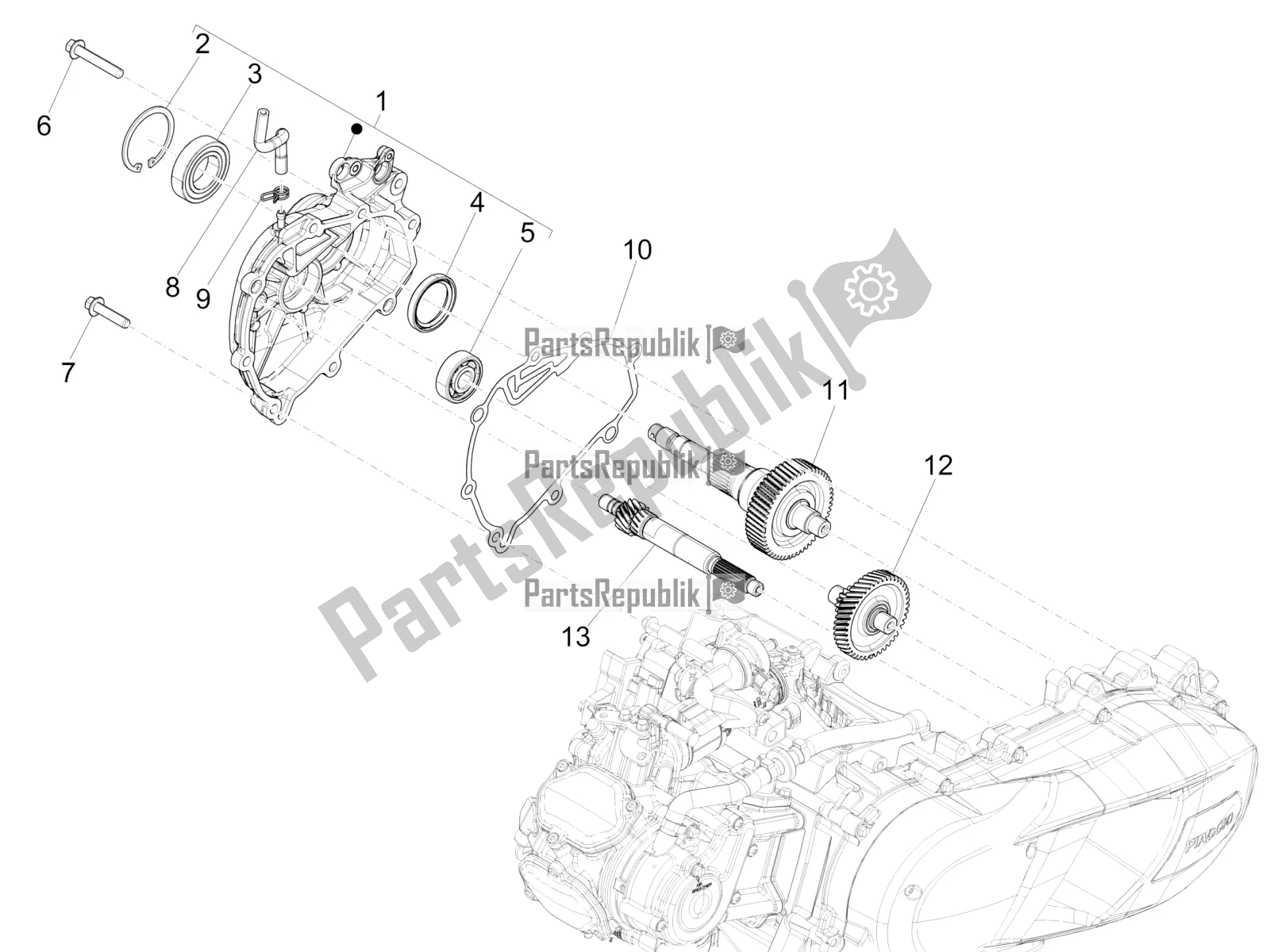 All parts for the Reduction Unit of the Piaggio Medley 150 IE ABS E3, E4 Apac 2020