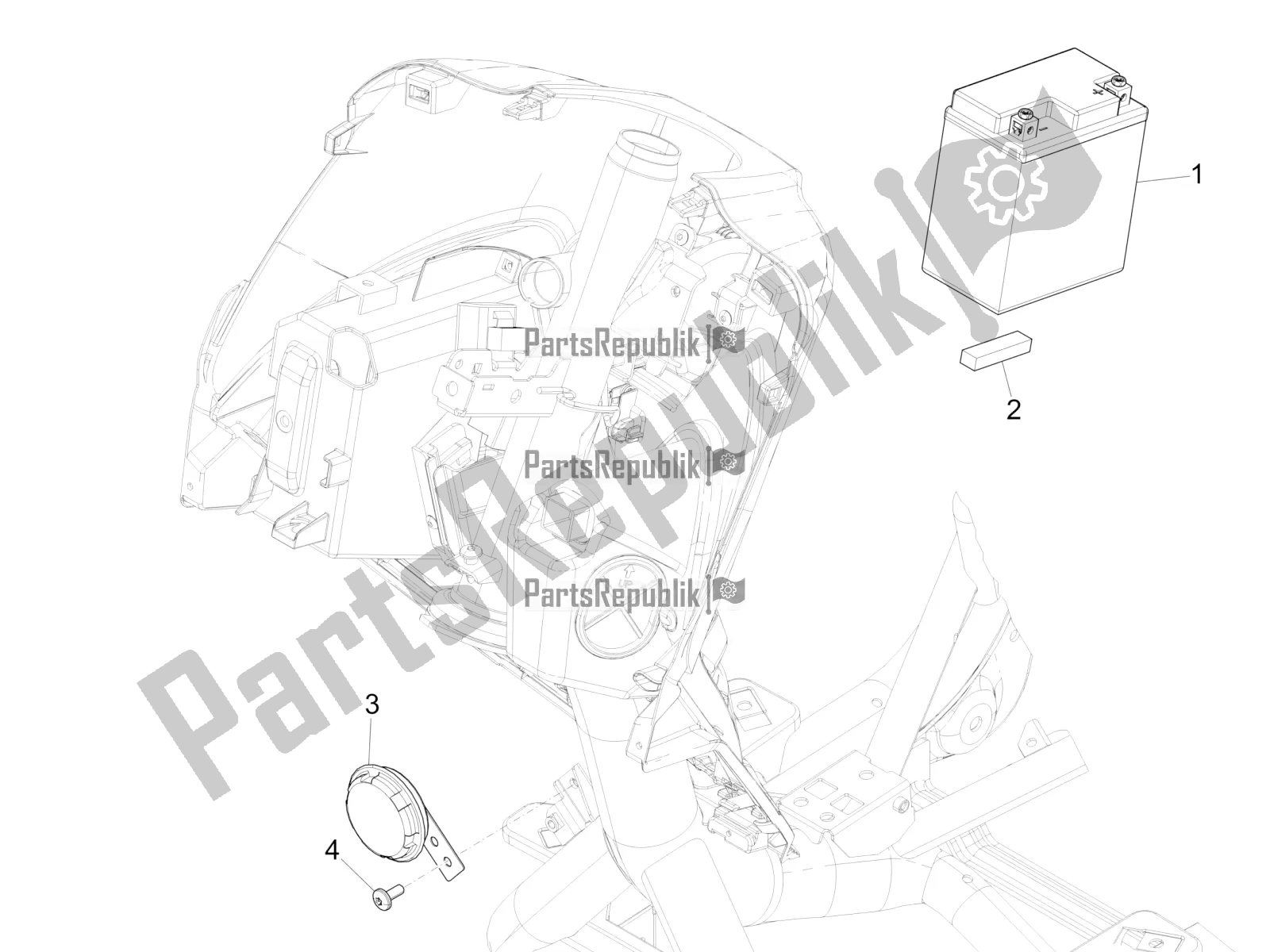 Todas las partes para Interruptores De Control Remoto - Batería - Bocina de Piaggio Medley 150 IE ABS E3, E4 Apac 2020