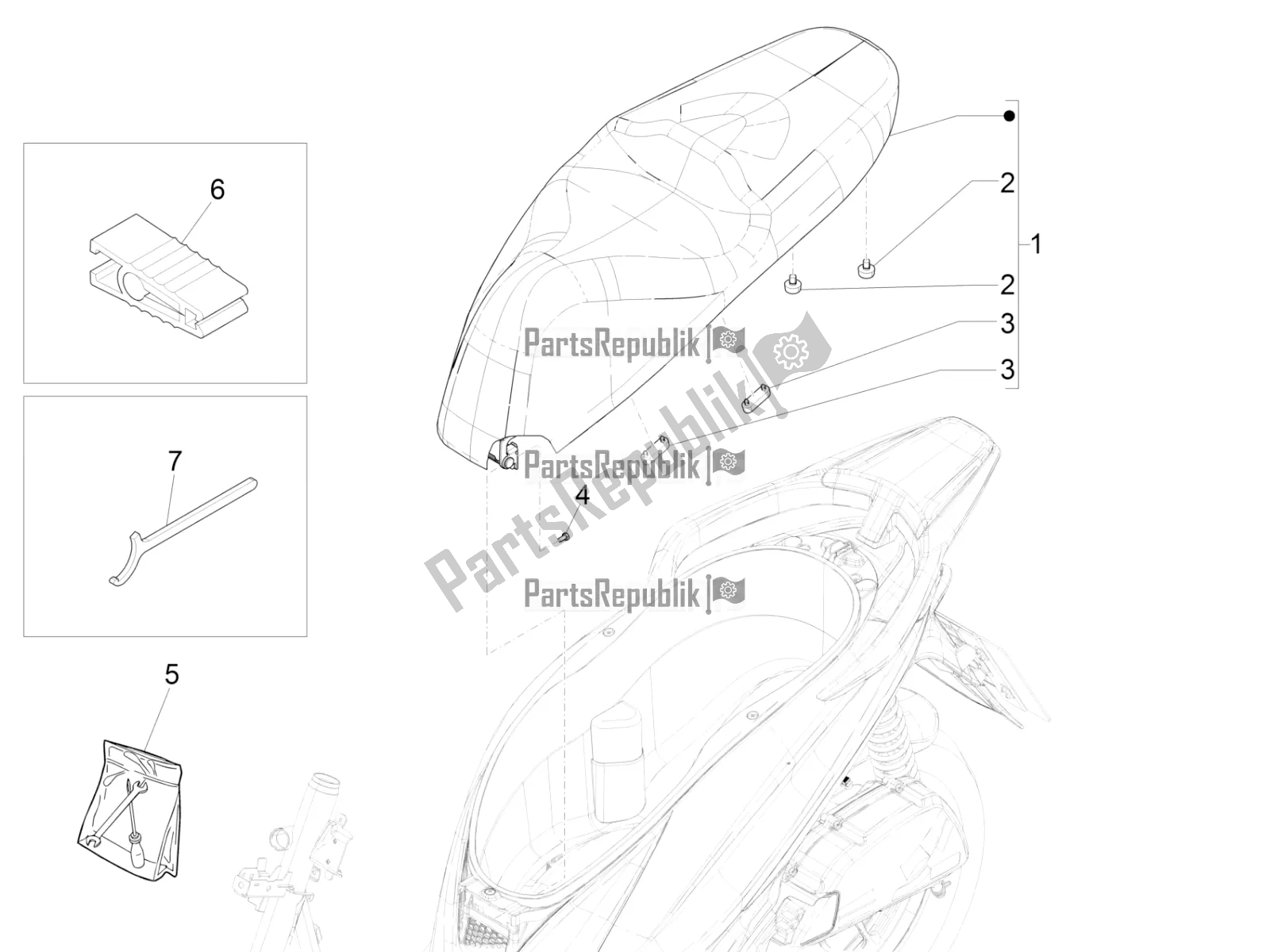 Toutes les pièces pour le Selle / Sièges du Piaggio Medley 150 IE ABS E3, E4 Apac 2020