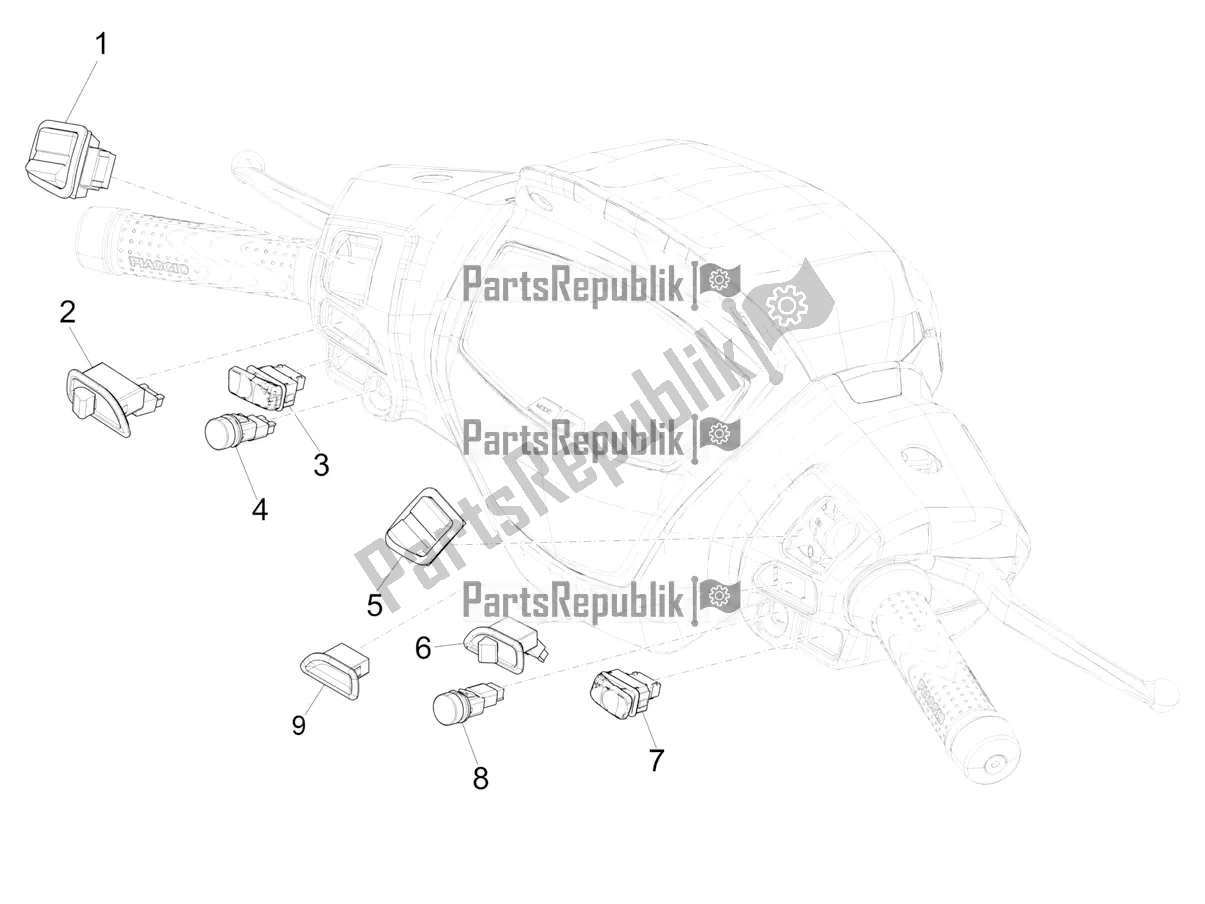 Toutes les pièces pour le Sélecteurs - Interrupteurs - Boutons du Piaggio Medley 150 IE ABS E3, E4 Apac 2020