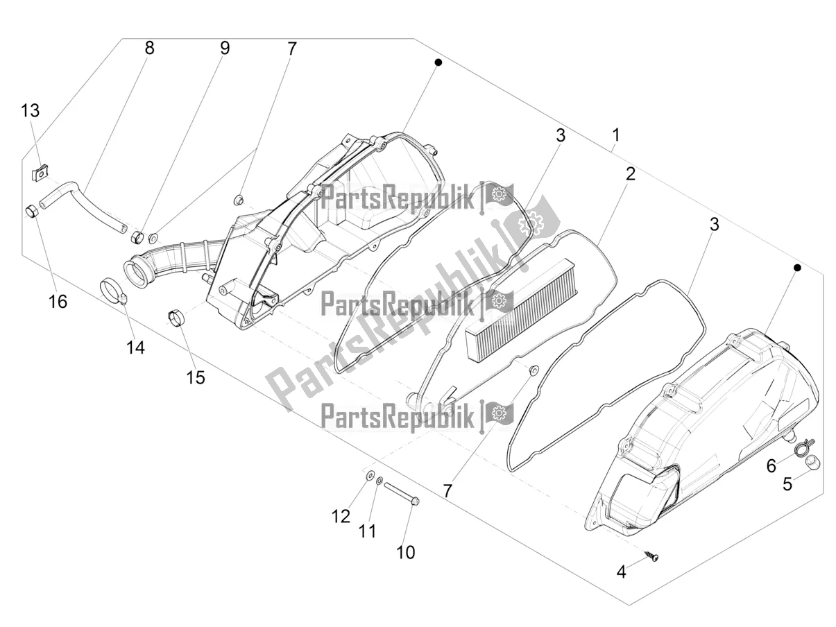 Toutes les pièces pour le Filtre à Air du Piaggio Medley 150 IE ABS E3, E4 Apac 2021