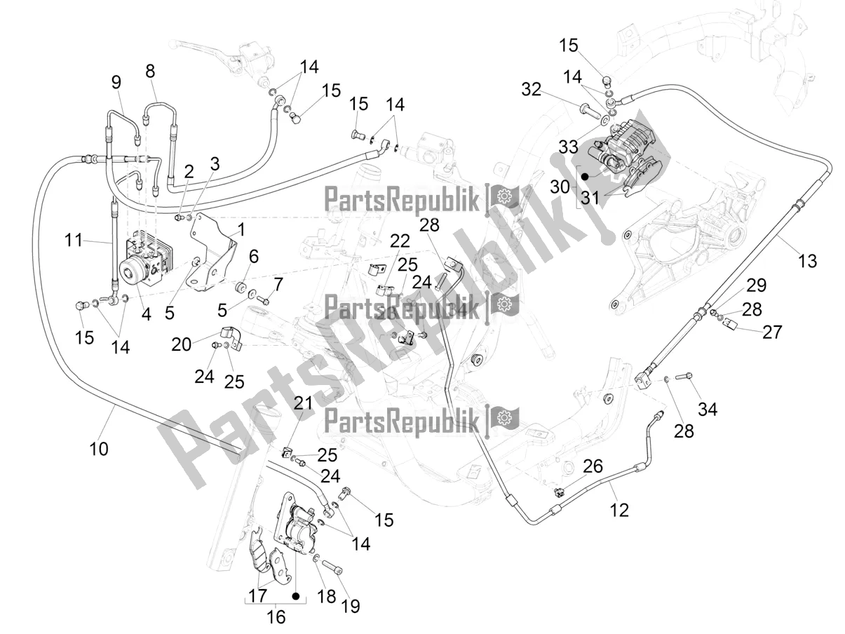 Toutes les pièces pour le Tuyaux De Freins - étriers (abs) du Piaggio Medley 150 IE ABS E3, E4 Apac 2021