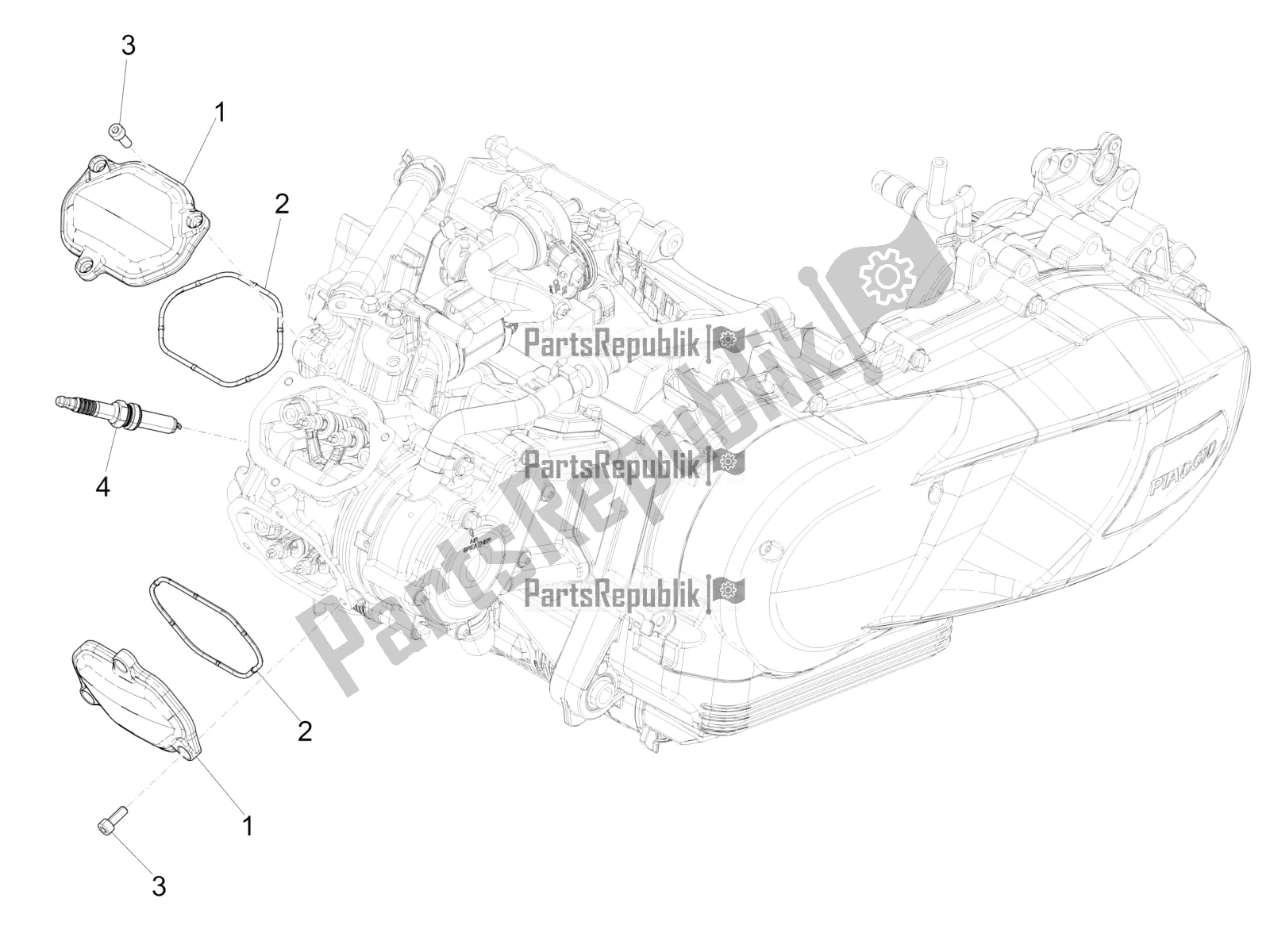 All parts for the Cylinder Head Cover of the Piaggio Medley 150 IE ABS E3, E4 Apac 2021