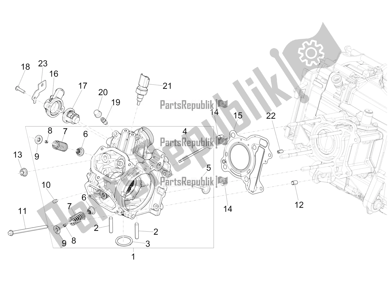 Tutte le parti per il Cylinder Head Unit - Valve del Piaggio Medley 150 IE ABS E3, E4 Apac 2021