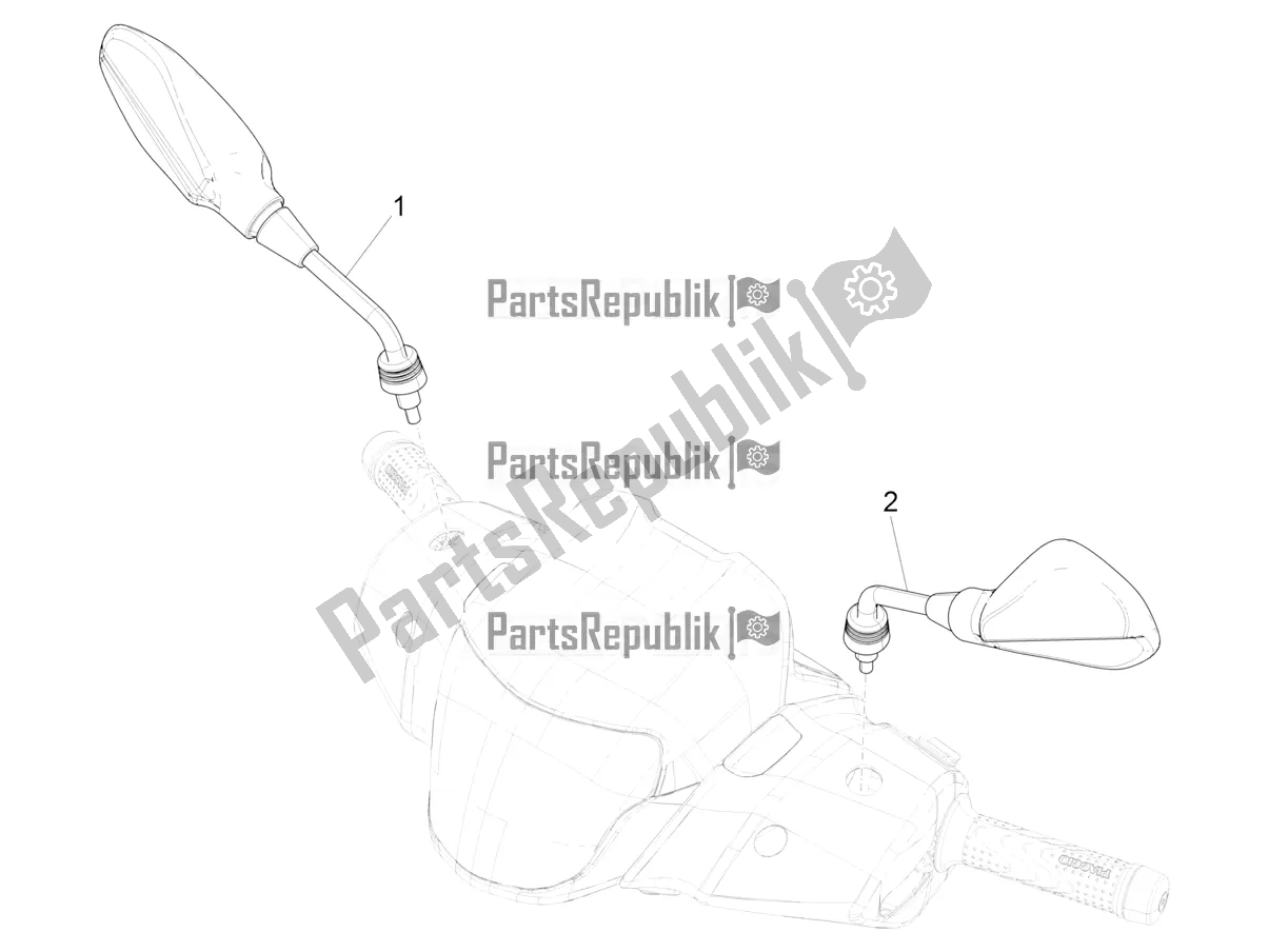 All parts for the Driving Mirror/s of the Piaggio Medley 150 IE ABS E3, E4 Apac 2021