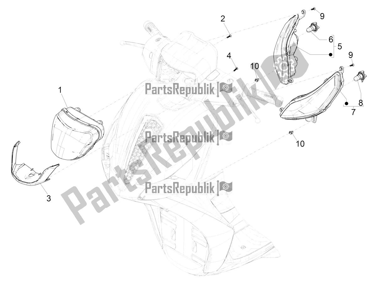 All parts for the Front Headlamps - Turn Signal Lamps of the Piaggio Medley 150 IE ABS E3, E4 Apac 2021
