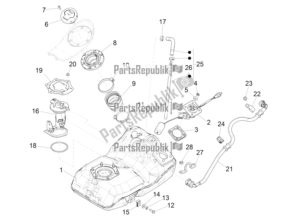 All parts for the Fuel Tank of the Piaggio Medley 150 IE ABS E3, E4 Apac 2021