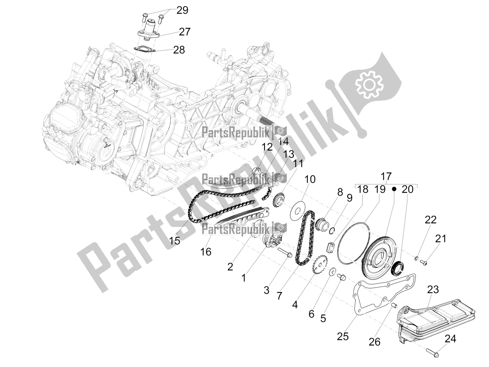 Toutes les pièces pour le La Pompe à Huile du Piaggio Medley 150 IE ABS E3, E4 Apac 2021