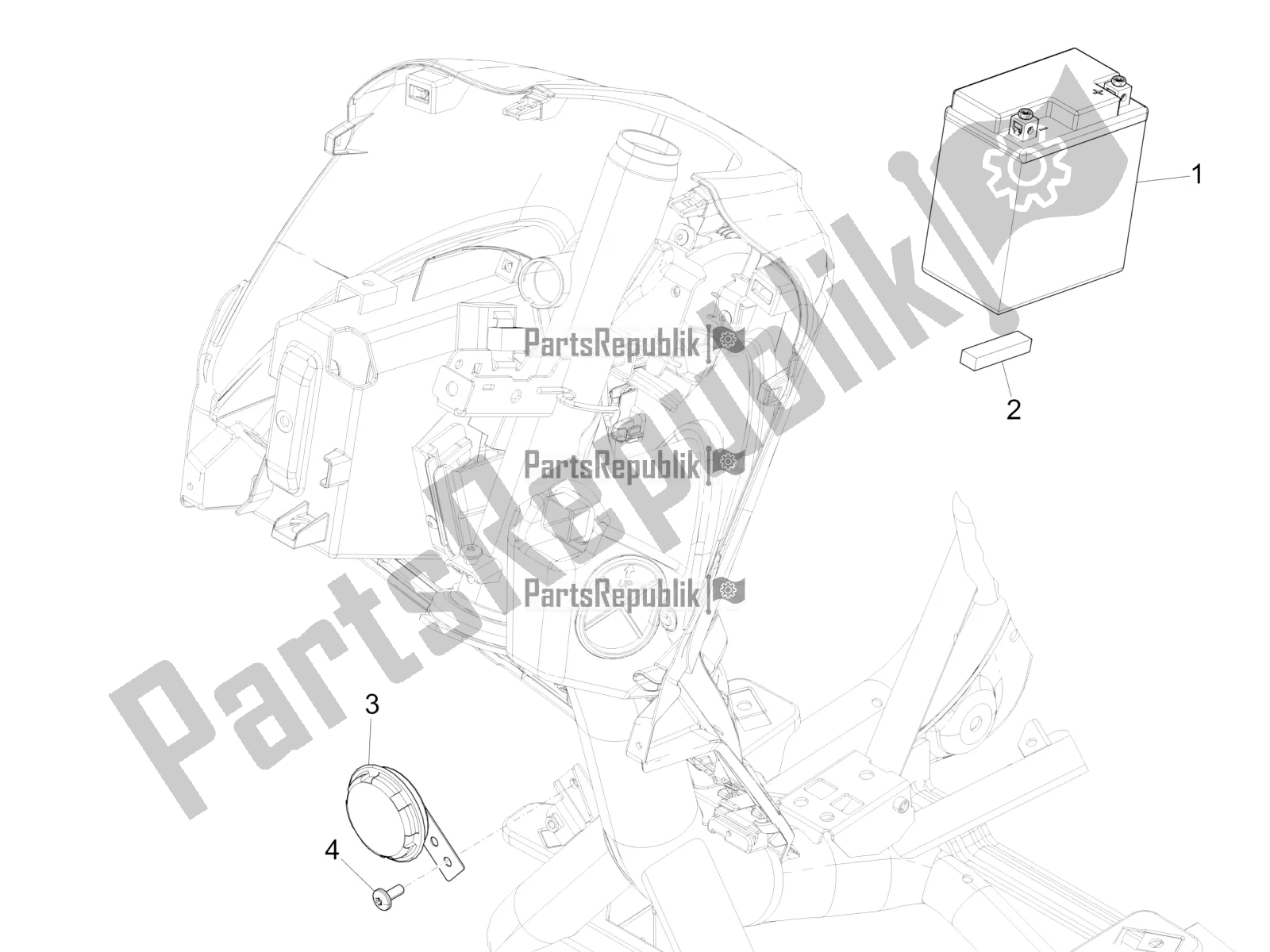 Tutte le parti per il Interruttori Del Telecomando - Batteria - Avvisatore Acustico del Piaggio Medley 150 IE ABS E3, E4 Apac 2021