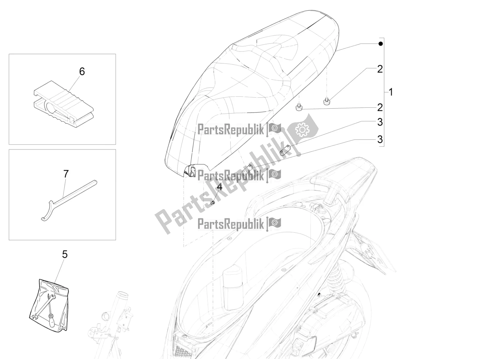 Toutes les pièces pour le Selle / Sièges du Piaggio Medley 150 IE ABS E3, E4 Apac 2021