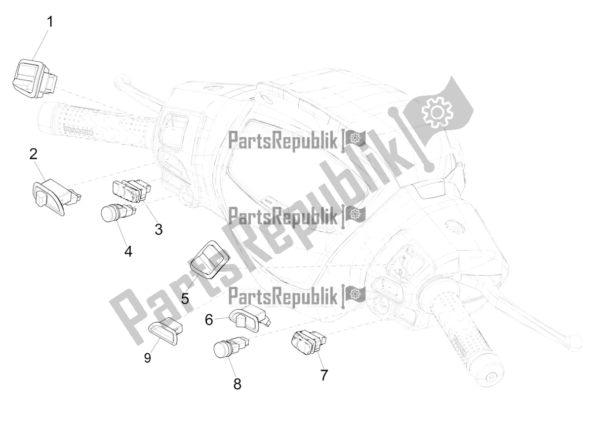 Toutes les pièces pour le Sélecteurs - Interrupteurs - Boutons du Piaggio Medley 150 IE ABS E3, E4 Apac 2021