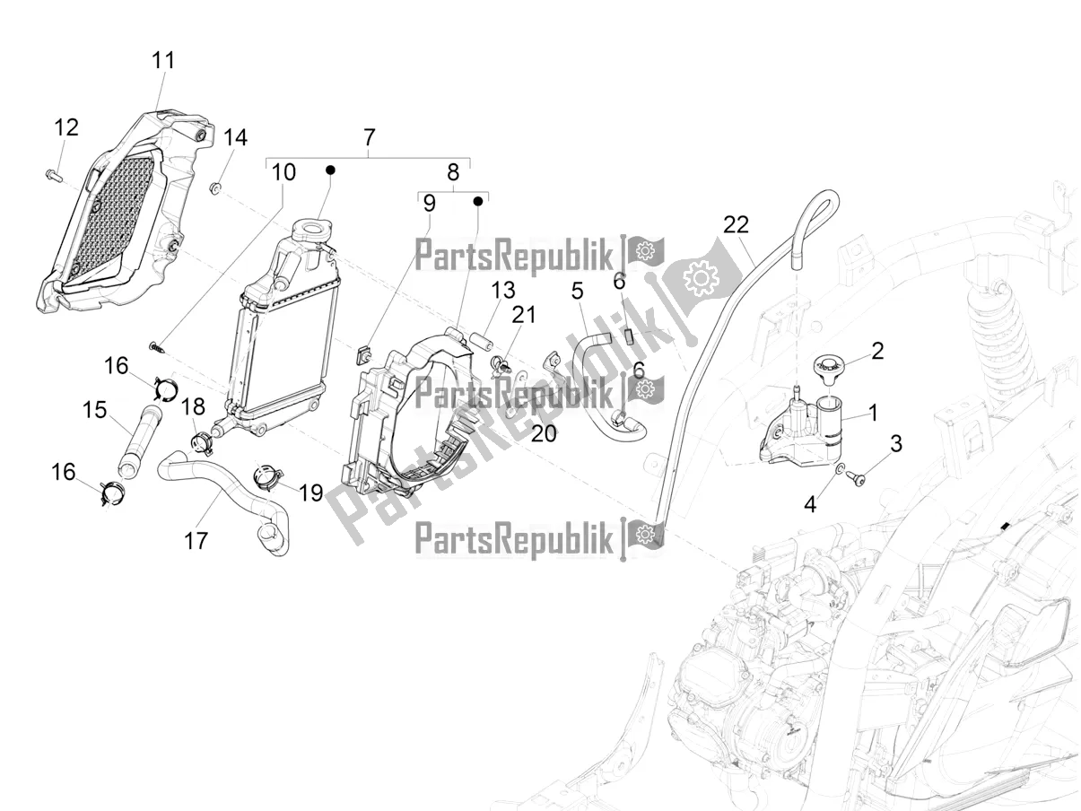 Toutes les pièces pour le Système De Refroidissement du Piaggio Medley 150 IE ABS E4 RP8 MB 0200 2021