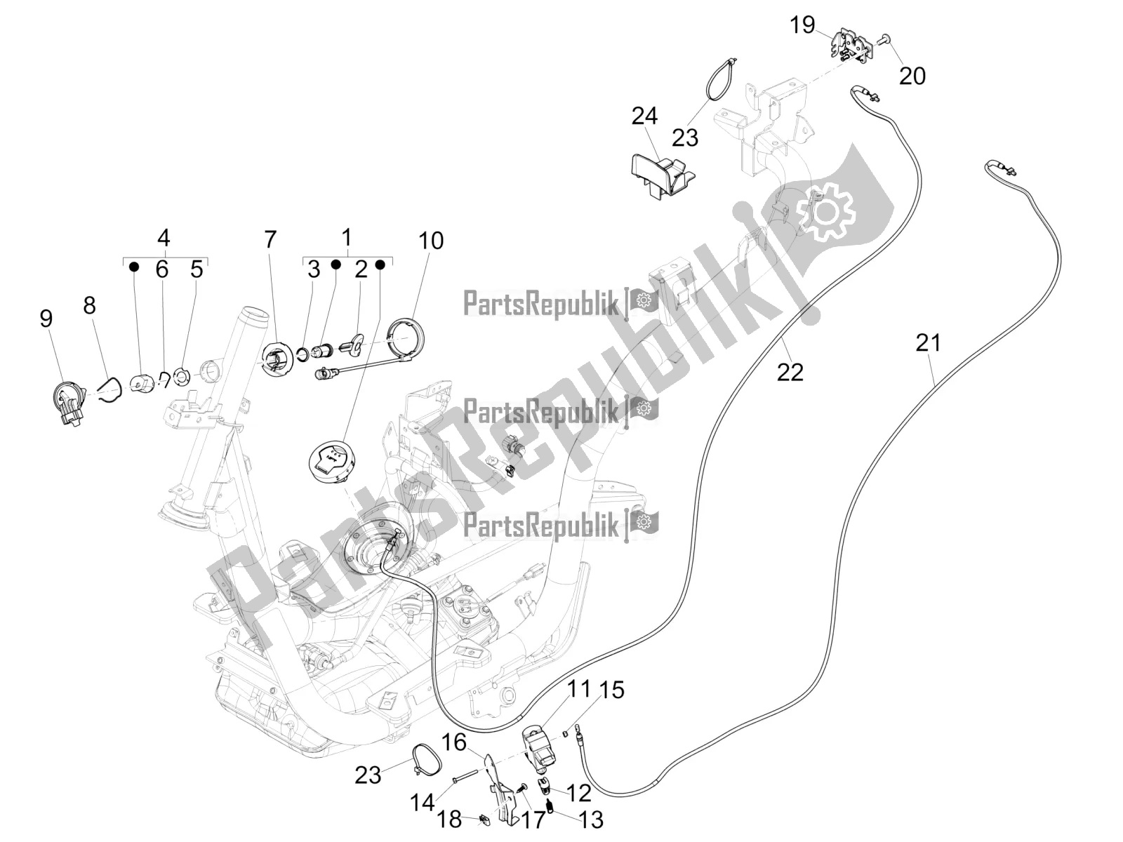 Toutes les pièces pour le Serrures du Piaggio Medley 150 IE ABS E4 RP8 MB 0200 2021