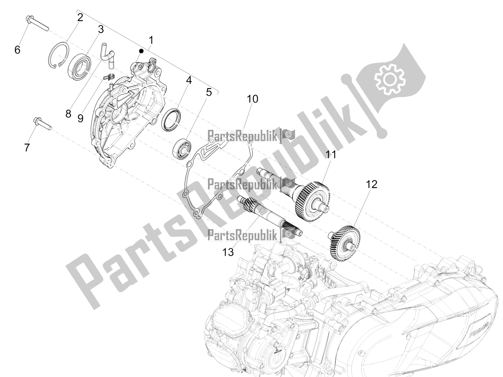 Wszystkie części do Jednostka Redukcyjna Piaggio Medley 150 IE ABS E4 RP8 MB 0200 2021