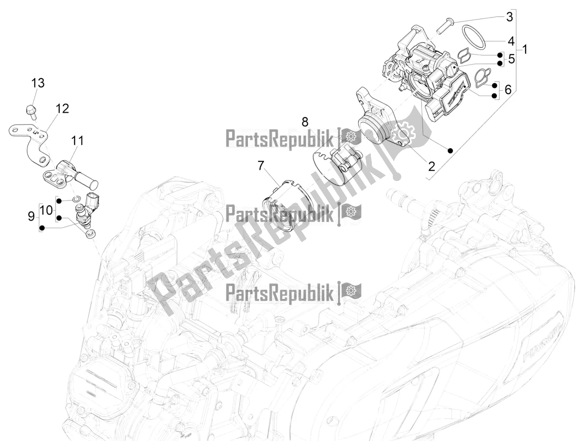 Todas as partes de Throttle Body - Injector - Induction Joint do Piaggio Medley 150 IE ABS E4 RP8 MB 0200 2021