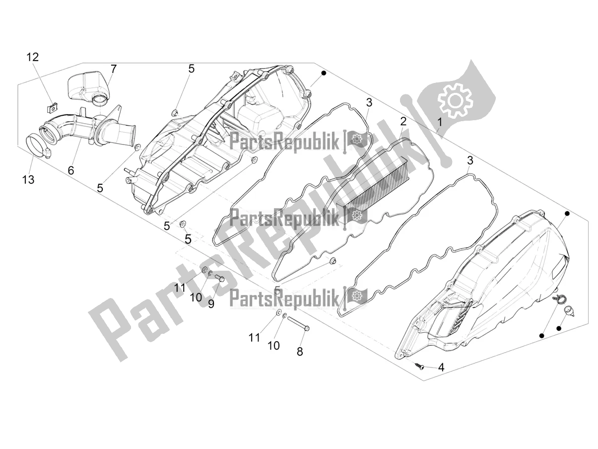 Toutes les pièces pour le Filtre à Air du Piaggio Medley 150 IE ABS E4 RP8 MB 0200 2022