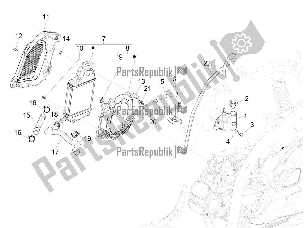 All parts for the Cooling System of the Piaggio Medley 150 IE ABS E4 RP8 MB 0200 2022