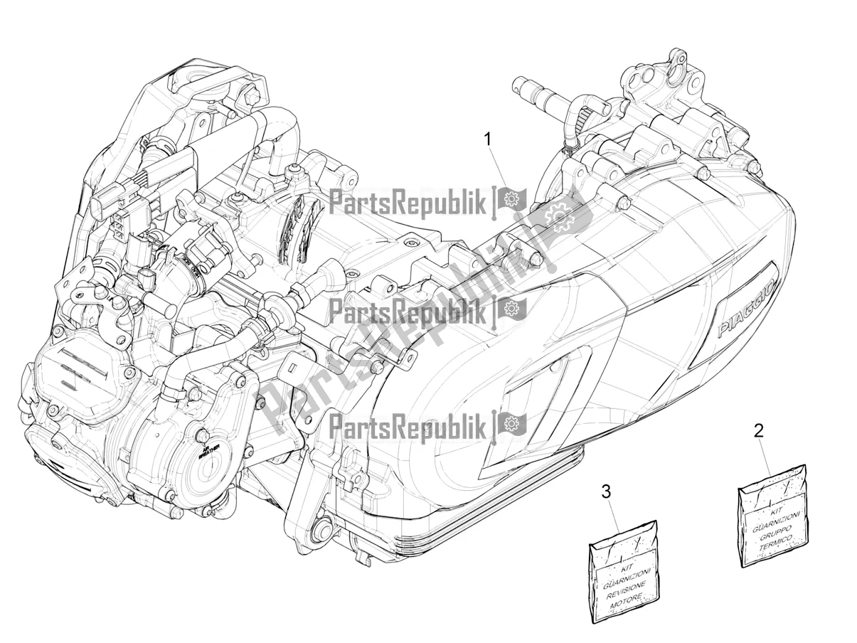 All parts for the Engine, Assembly of the Piaggio Medley 150 IE ABS E4 RP8 MB 0200 2022