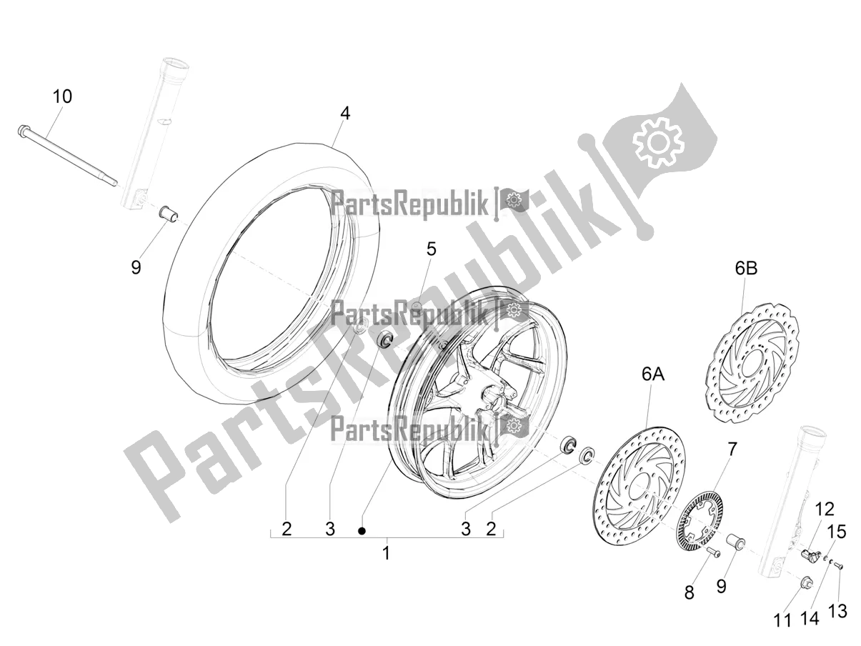 Toutes les pièces pour le Roue Avant du Piaggio Medley 150 IE ABS E4 RP8 MB 0200 2022