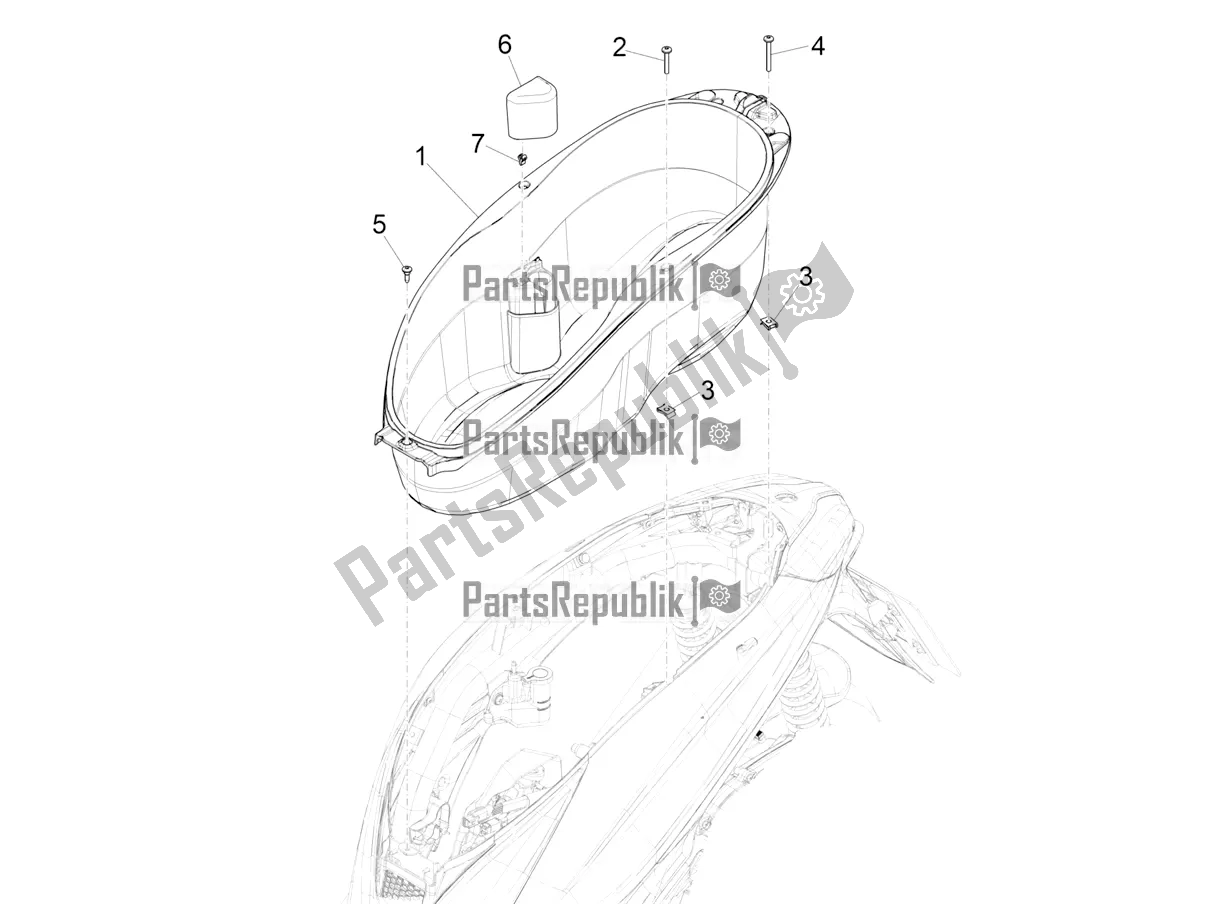 All parts for the Helmet Huosing - Undersaddle of the Piaggio Medley 150 IE ABS E4 RP8 MB 0200 2022