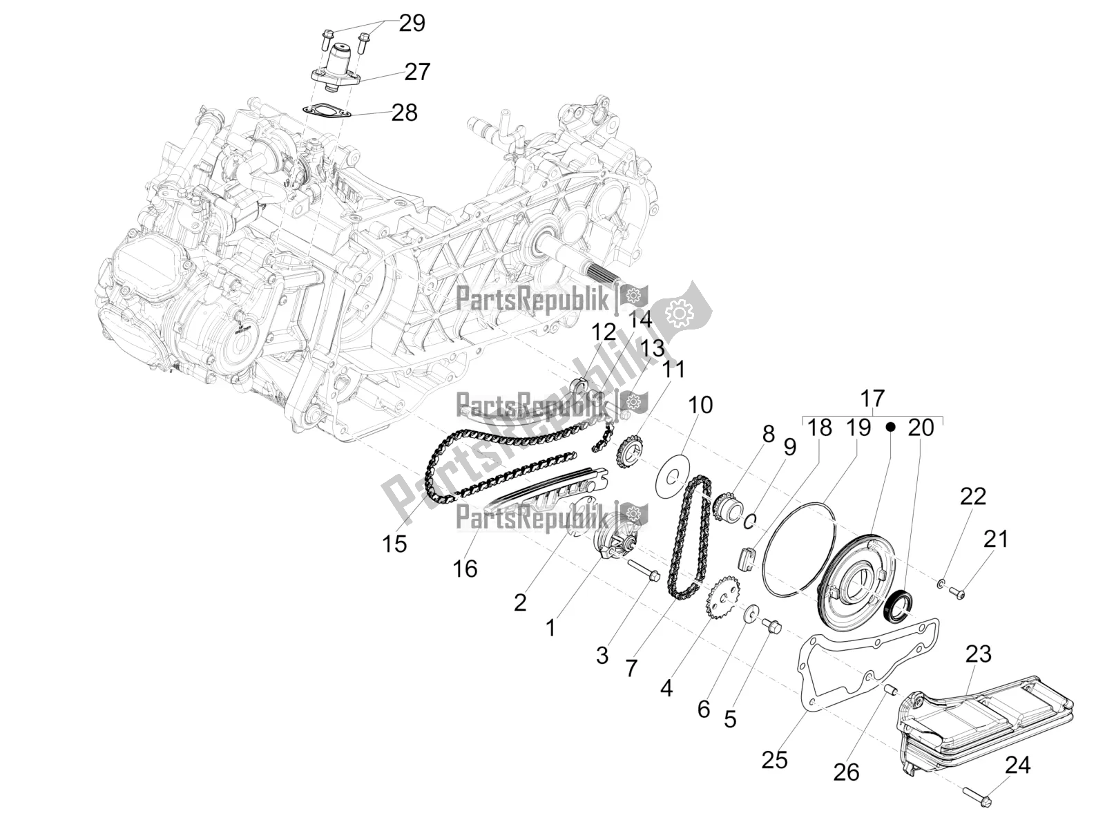 Toutes les pièces pour le La Pompe à Huile du Piaggio Medley 150 IE ABS E4 RP8 MB 0200 2022