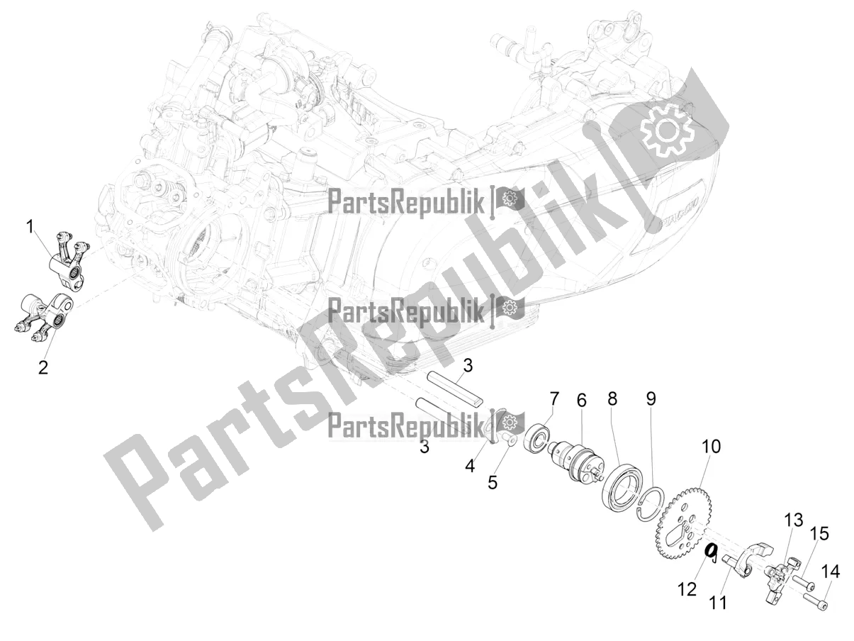 Toutes les pièces pour le Leviers à Bascule Support Unité du Piaggio Medley 150 IE ABS E4 RP8 MB 0200 2022