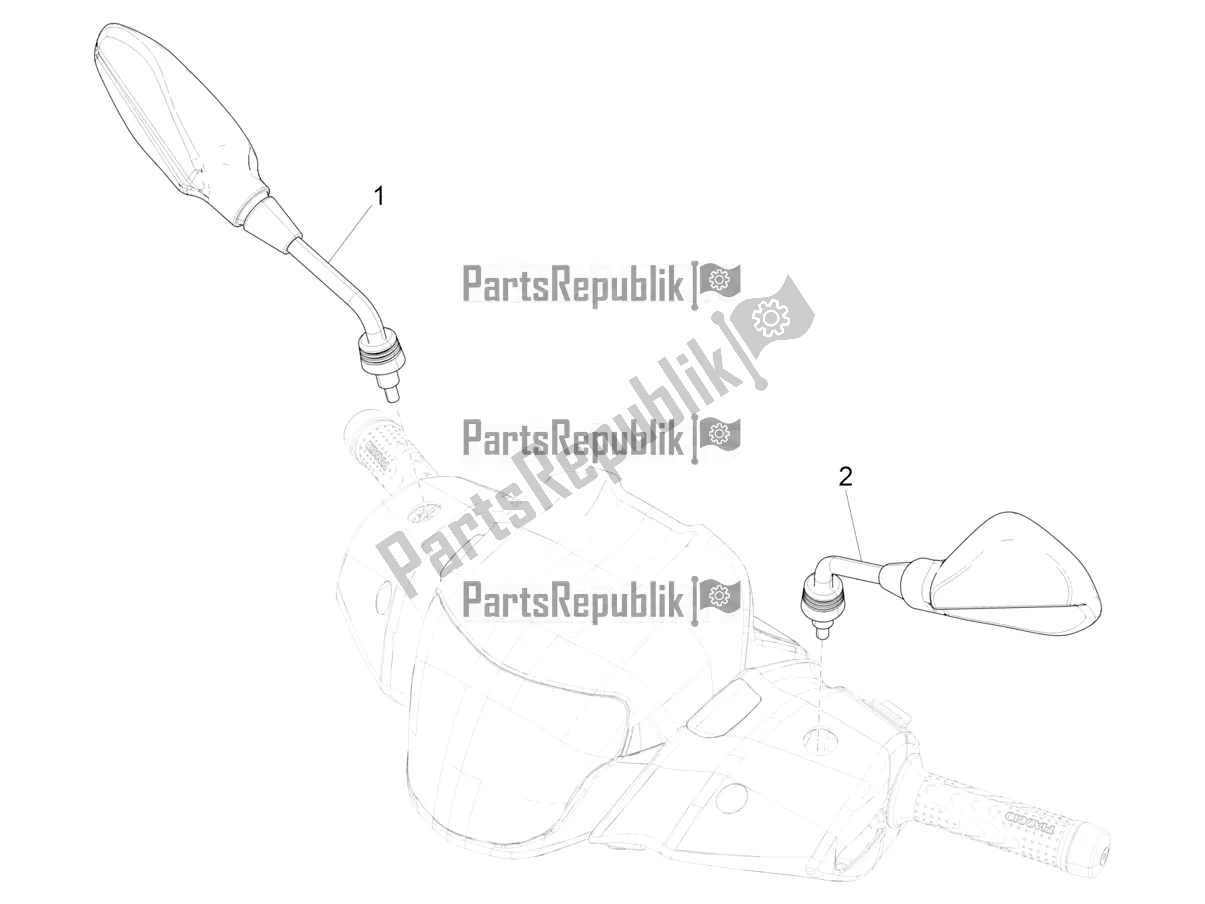 Tutte le parti per il Specchio / I Di Guida del Piaggio Medley 150 IE ABS E5 Apac 2021