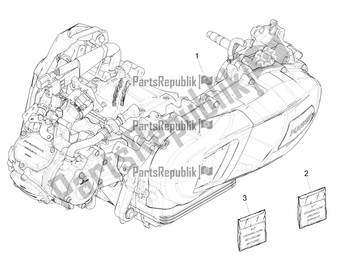 All parts for the Engine, Assembly of the Piaggio Medley 150 IE ABS E5 Apac 2021